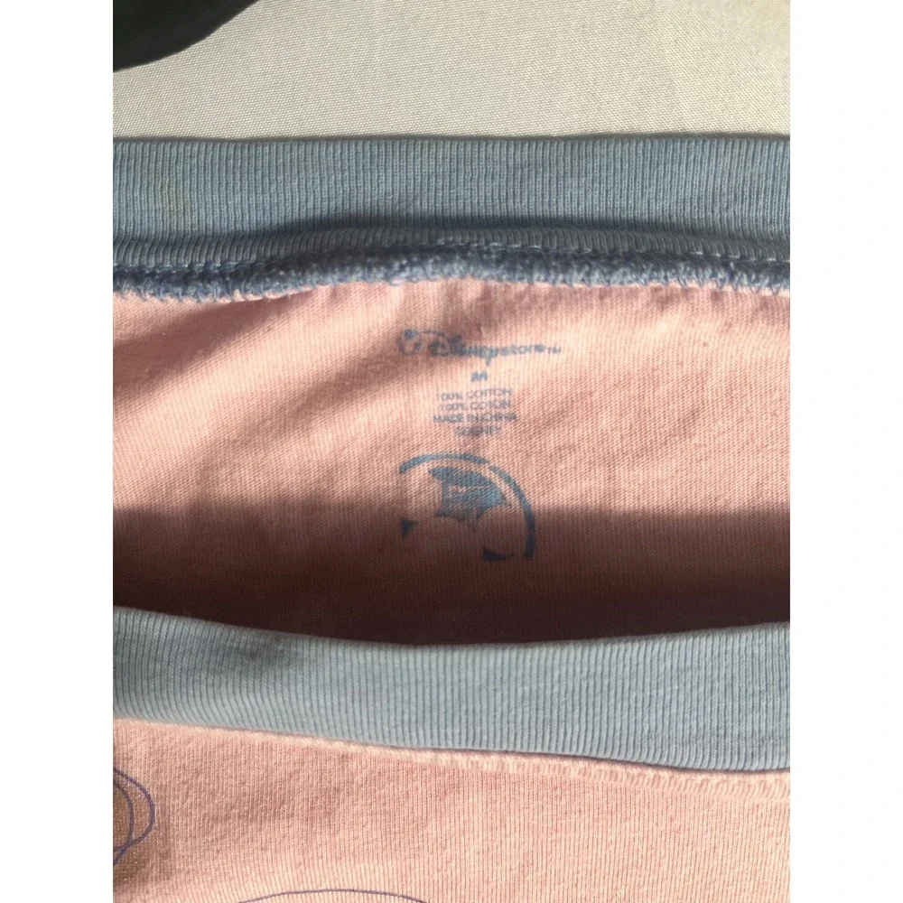 Disney Store Eeyore Nightgown Womens Medium Pink Blue Floral Cotton Sleep Shirt - Picture 5 of 6